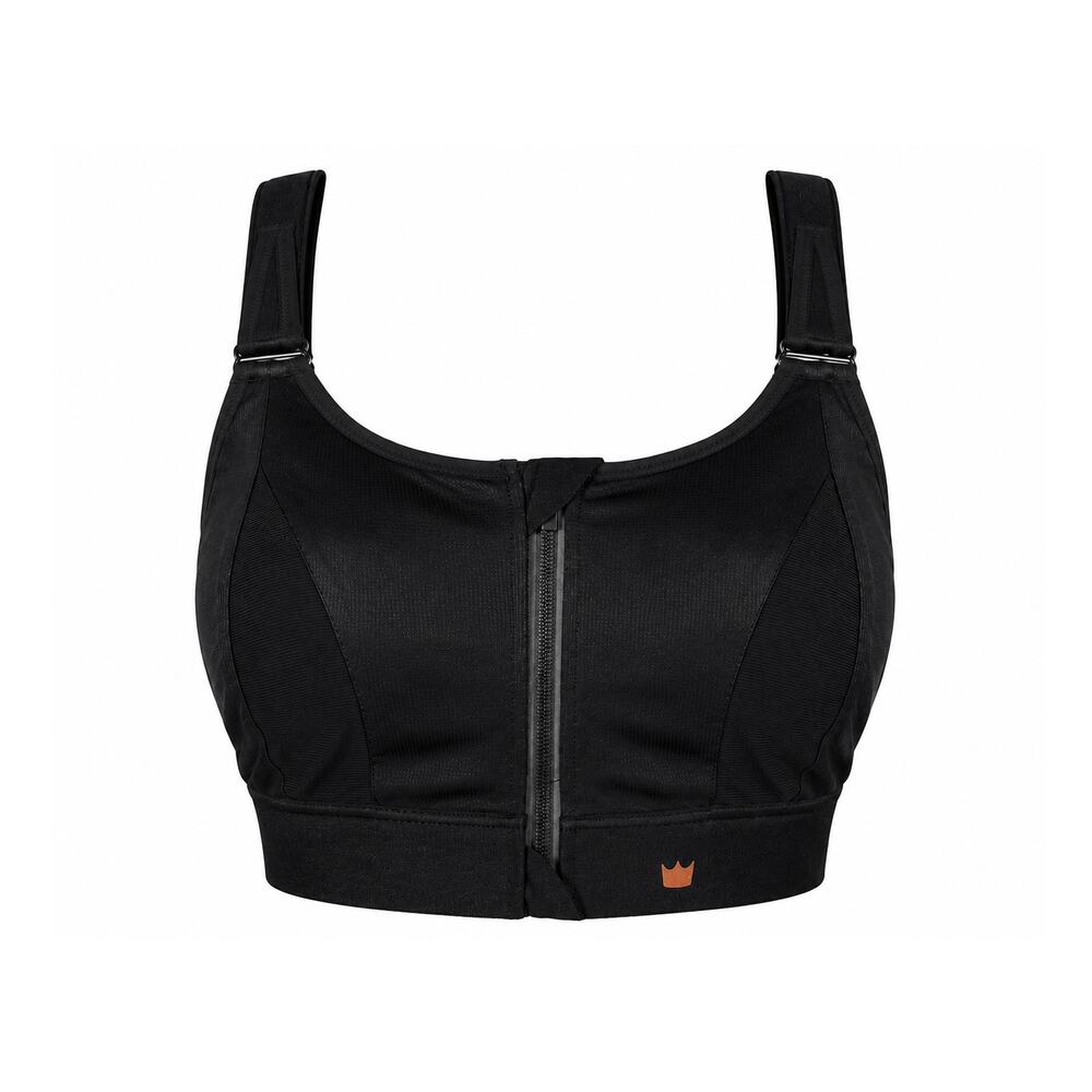 SHEFIT Ultimate Sports Bra 3 Luxe Black High Impact Zip Front 44-46” Laundry Bag
